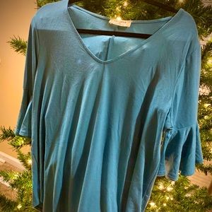 Turquoise Bell Sleeve Top
